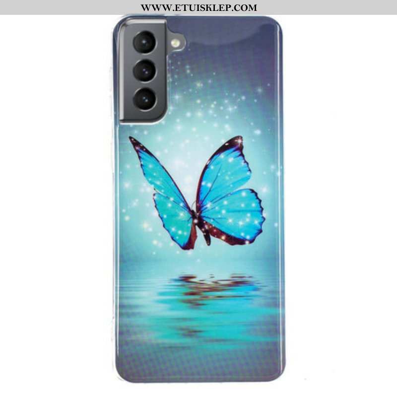 Futerały do Samsung Galaxy S21 FE Fluorescencyjny Niebieski Motyl